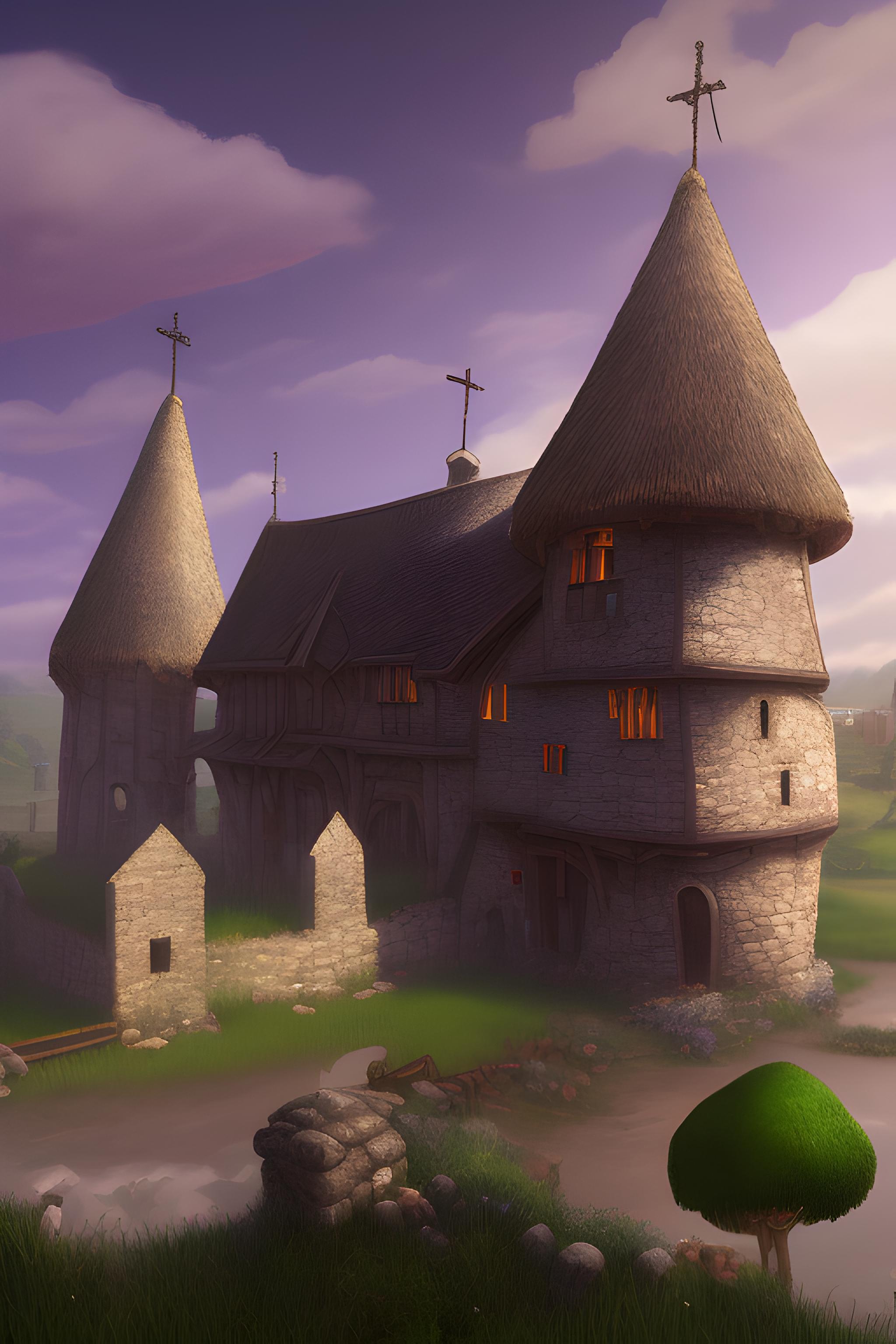 Environment medieval. This is a concept art of a Medieval castle